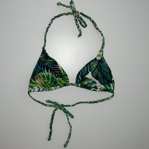 Palm print triangle bikini top